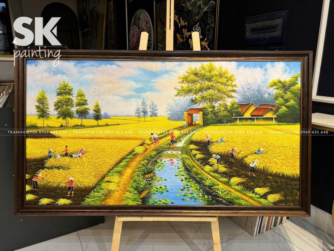 Mùa Lúa Nước - lòng tranh 80x150cm