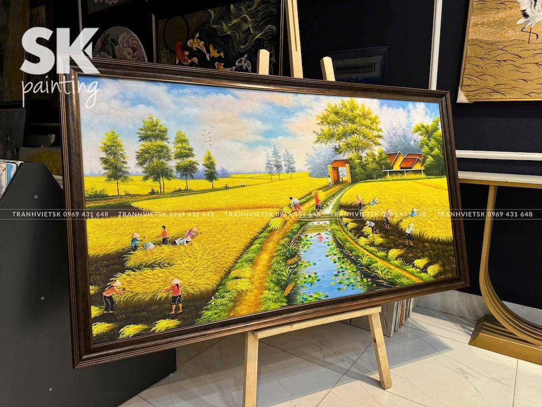Mùa Lúa Nước - lòng tranh 80x150cm - Ảnh 3