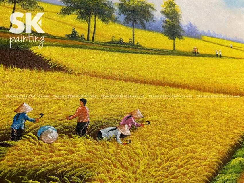 Mùa Lúa Nước - lòng tranh 80x150cm - Ảnh 5