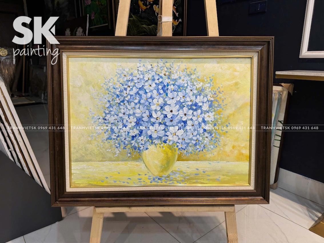 Bình Hoa Xanh - lòng tranh 50x70cm