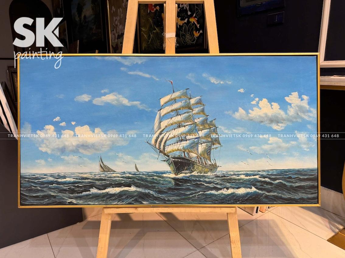 Thuậm Buồm Xuôi Gió - lòng tranh 60x120cm