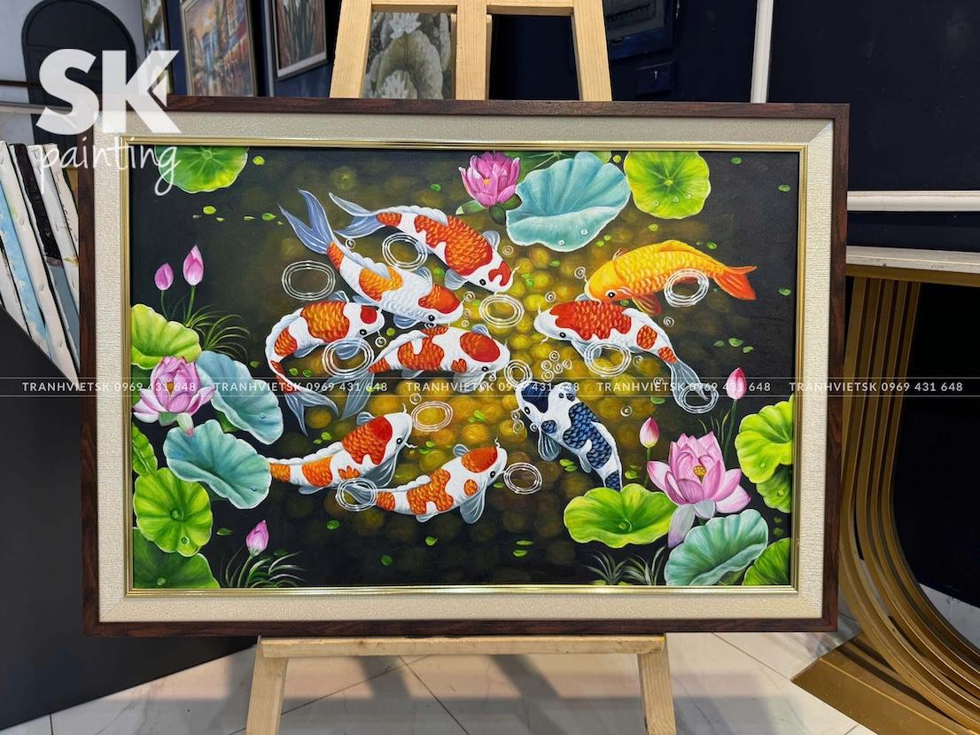 Cửu Ngưu Quần Hội - lòng tranh 60x90cm