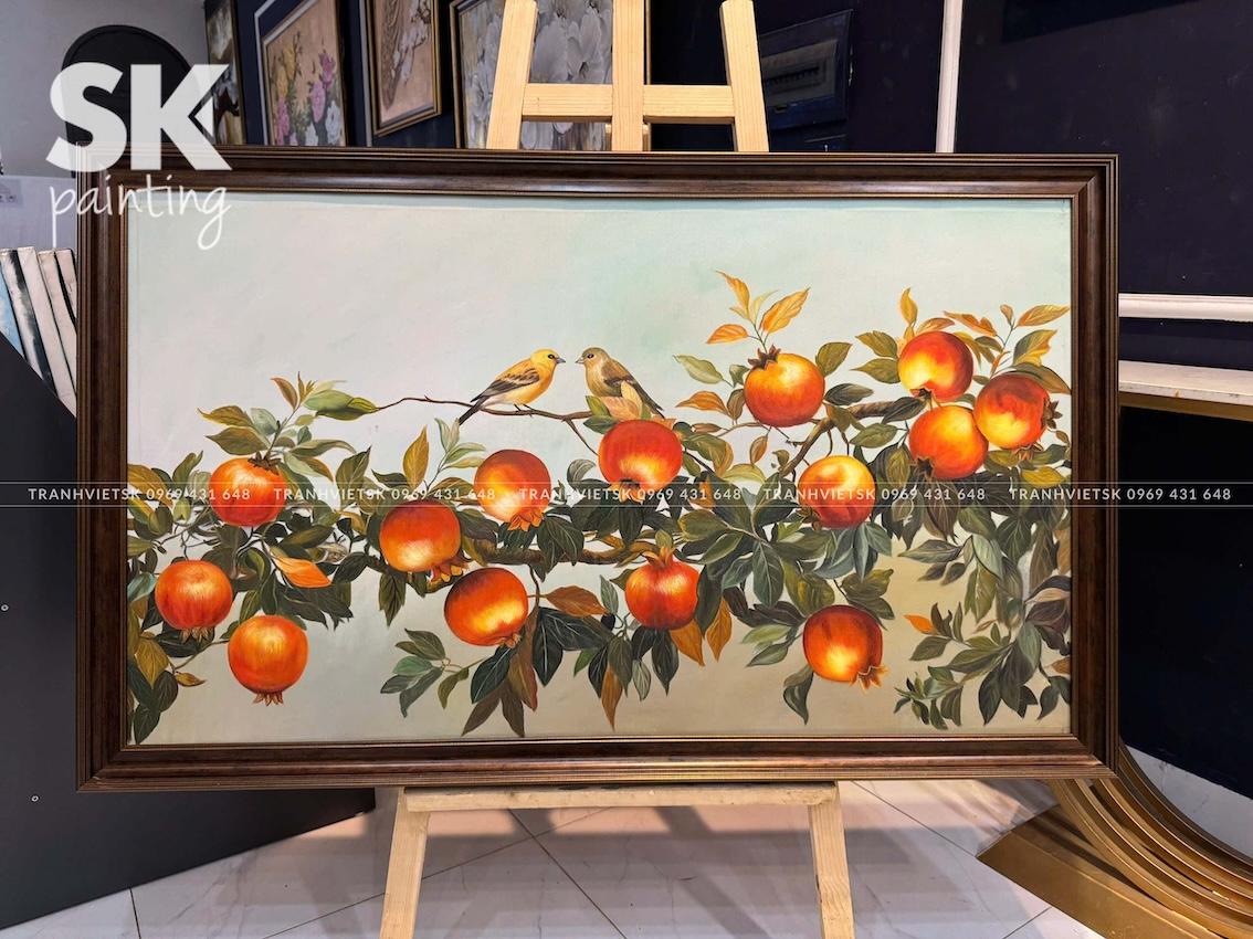 Cành Hồng Song Phúc - lòng tranh 70x120cm