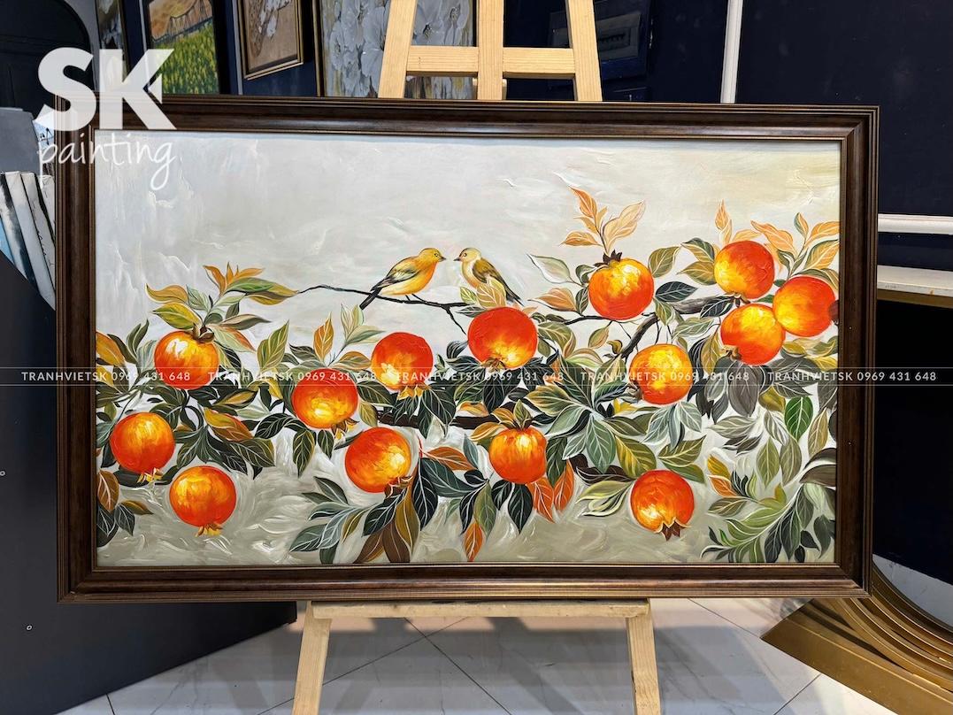 Cành Hồng Song Phúc  2 - lòng tranh 70x120cm