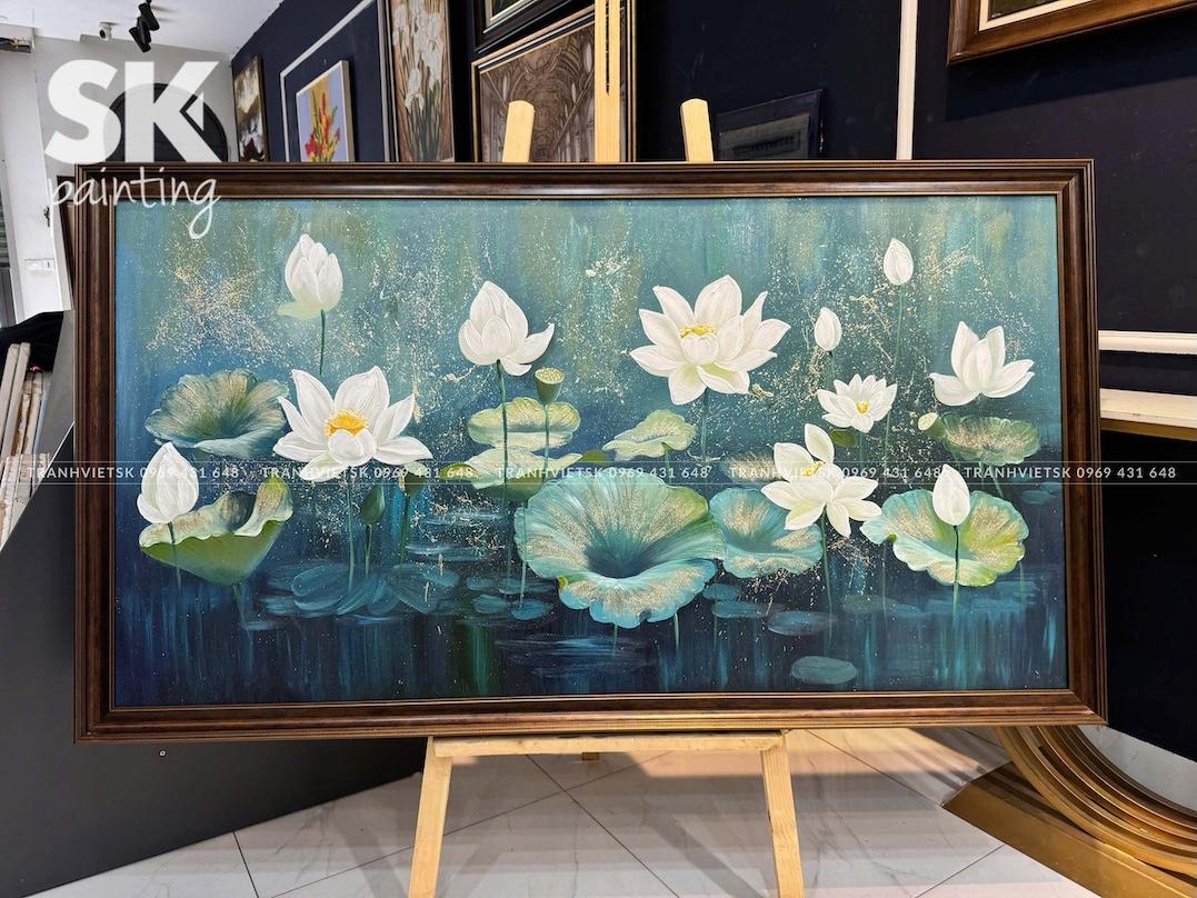 Bạch Liên Thanh An - lòng tranh 80x150cm