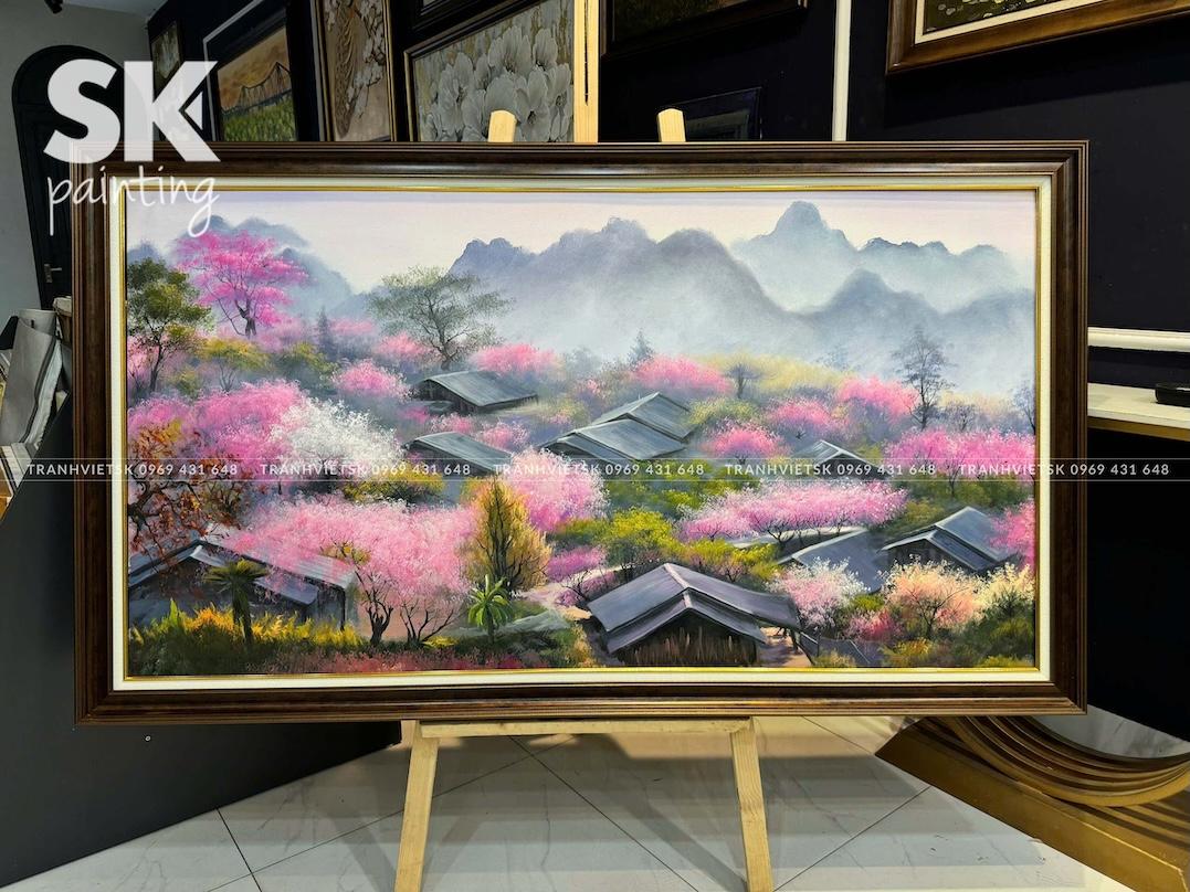Ban Hoa Mờ Sương - lòng tranh 80x150cm