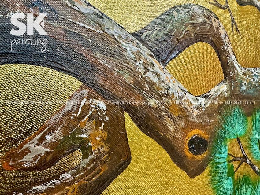 Ngũ Hạc Kim An - lòng tranh 80x150cm - Ảnh 4