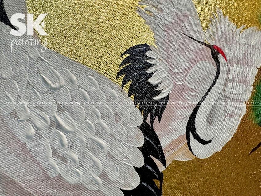 Ngũ Hạc Kim An - lòng tranh 80x150cm - Ảnh 5