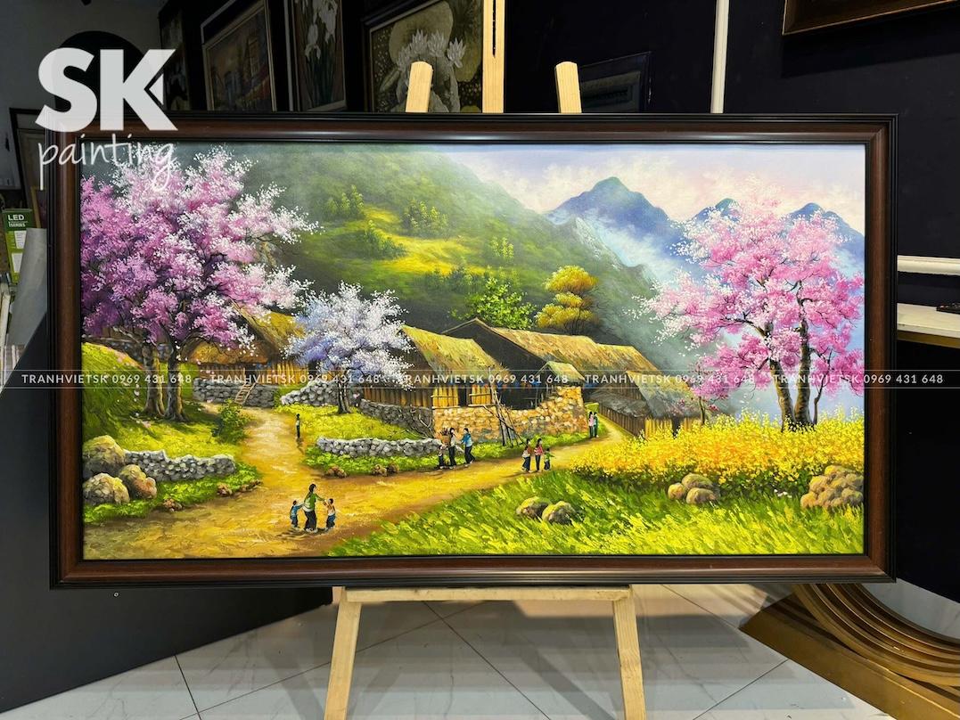 Xuân Trên Đỉnh Gió - lòng tranh 80x150cm