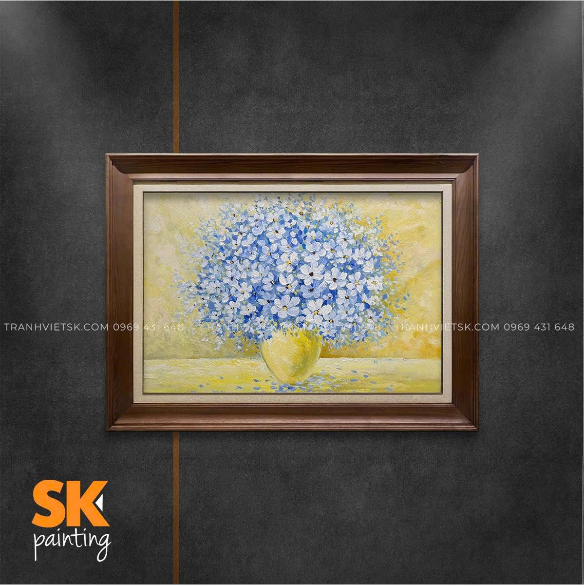 Bình Hoa Xanh - lòng tranh 50x70cm