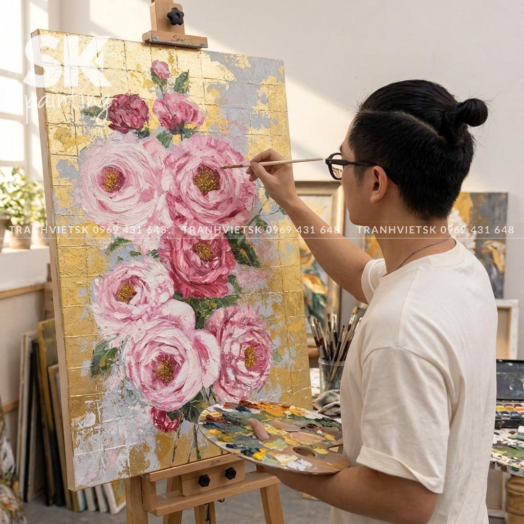 Hồng Hoa Kim Vượng - Tranh Sáng Tác Độc Quyền - Ảnh 5